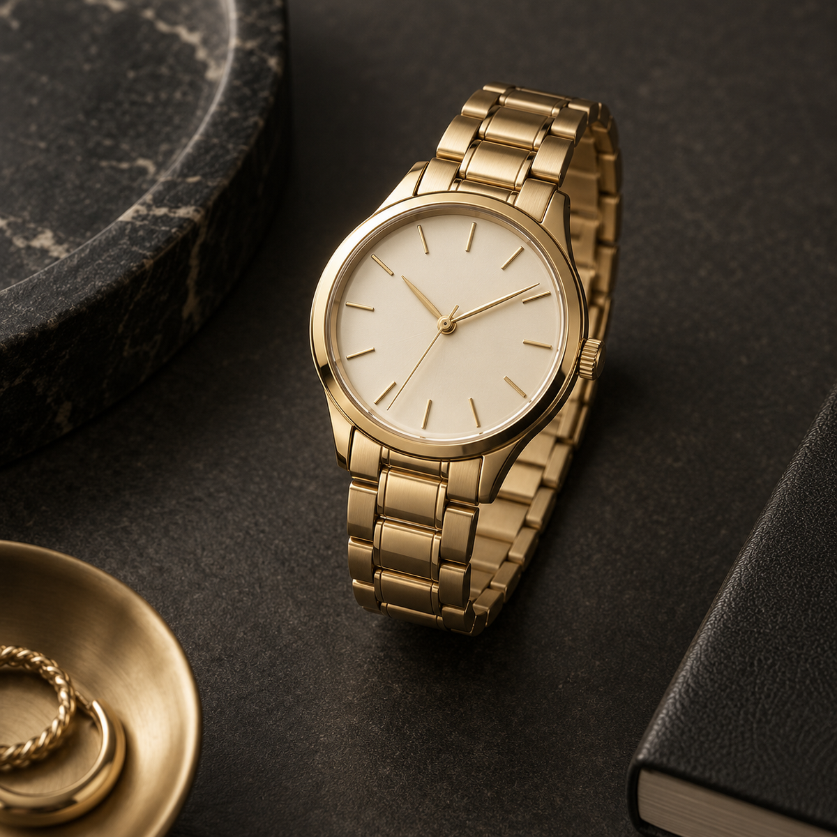 Vesper Bracelet Watch ivory dial detail